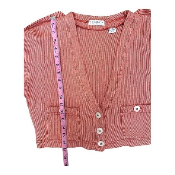 Vintage Liz Claiborne Orange Striped Cotton Cropped Blazer & Skirt Set 80s - Picture 10 of 11